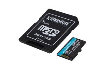 KINGSTON 512GB microSDXC Canvas Go! Plus 170R/100W U3 UHS-I V30 Card + SD Adapter (SDCG3/512GB)