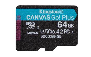 KINGSTON 64GB microSDHC Canvas Go! PLus 170R/100W U3 UHS-I V30 Card bez adapteru (SDCG3/64GBSP)