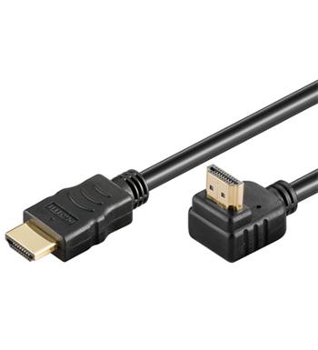 PremiumCord HDMI High Speed+Ethernet kabel, zlacený zahnutý konektor 90° 2m (kphdmea2)