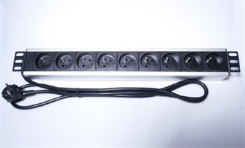 PremiumCord Panel napájecí do 19" racku 1.5U, 9x230V, 2m kabe (PDU-F15G09)