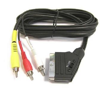 PremiumCord Kabel SCART - 3xCINCH M/M 1.5m in/out přepínač (kjssc-2)