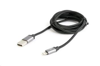 CABLEXPERT Kabel USB 2.0 Lightning (IP5 a vyšší) nabíjecí a synchronizační kabel, opletený, 1,8m, černý, blister (KAB05133B)