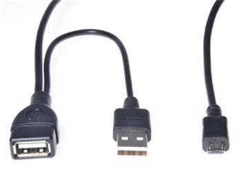 PremiumCord USB redukce kabel USB A/female+USB A/male - Micro USB/male OTG (kur-21)