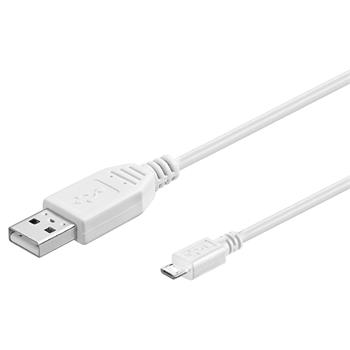 PremiumCord Kabel micro USB 2.0, A-B 1m, bílá (ku2m1fw)