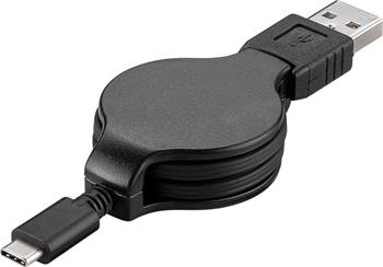 PremiumCord Kabel USB 3.1 C/M - USB 2.0 A/M, charging a sync navíjecí kabel 1m (ku31cn1bk)