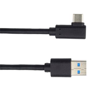 PremiumCord Kabel USB typ C/M zahnutý konektor 90° - USB 3.0 A/M, 50cm (ku31cz05bk)