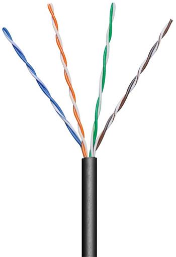 goobay TP Kabel 4x2,drát UTP Cat5e AWG24, 100m, černá, venkovní provedení (sutpd5c1v1)
