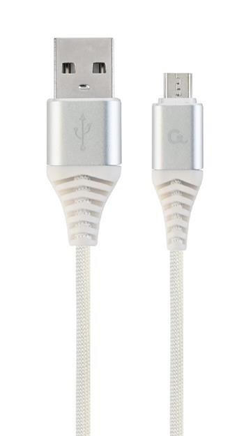 CABLEXPERT Kabel USB 2.0 AM na MicroUSB (AM/BM), 1m, opletený, bílo-stříbrný, blister, PREMIUM QUALITY (KAB051354)