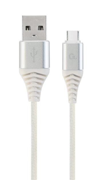 CABLEXPERT Kabel USB 2.0 AM na Type-C kabel (AM/CM), 1m, opletený, bílo-strříbrný, blister, PREMIUM QUALITY (KAB05133M)
