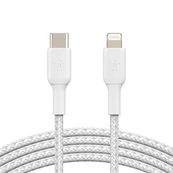 Belkin USB-C kabel s lightning konektorem, 1m, bílý - odolný (CAA004bt1MWH)