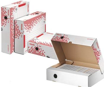 LEITZ Esselte Speedbox rychle-složitelný archivační kontejner s víkem M, bílá-červená (623912)