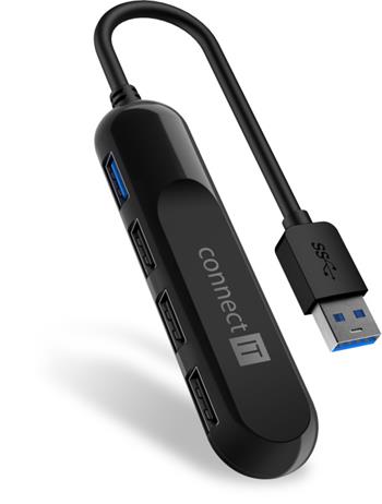 CONNECT IT USB-A hub USB 3.0, externí, ČERNÝ (CHU-4000-BK)