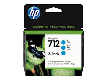 HP 712 3-Pack 29-ml Cyan DesignJet Ink (3ED77A)