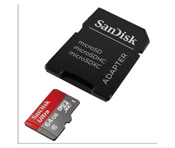 SanDisk MicroSDXC karta 64GB Ultra (80MB/s, Class 10, Android) + adaptér (SDSQUNR-064G-GN3MA)