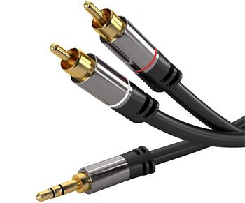 PremiumCord HQ stínený kabel stereo Jack 3.5mm-2xCINCH M/M 1,5m (kjqcin015)