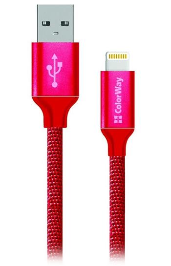 Colorway Datový Kabel USB-Apple Lightning/ 2.1A/ 1m/ Červený (CW-CBUL004-RD)