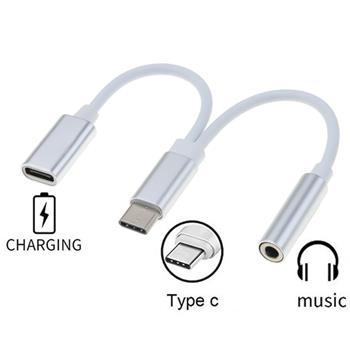 PremiumCord Převodník USB-C na audio konektor jack 3,5mm female + USB typ C konektor pro nabíjení (ku31zvuk02)