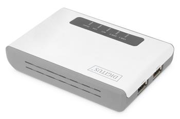 DIGITUS 2portový bezdrátový multifunkční síťový a tiskový server USB 2.0, 300 Mb / s (DN-13024)