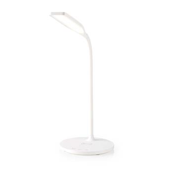Nedis LTLGQ3M2WT - LED Stolní Lampa S Dotykovým Ovládáním | Bezdrátová Qi Nabíječka | 2.0 A | 10 W | Bílá barva (LTLGQ3M2WT)