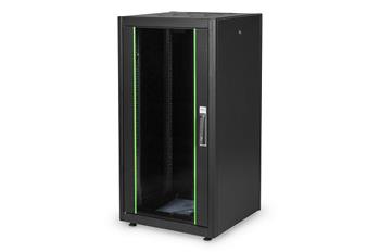 26U serverový rozvaděč, Unique, 1260x800x1000 mm, perforované ocelové dveře, barva černá (RAL 9005) (DN-19 SRV-26U-8-B)