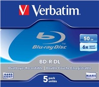 VERBATIM BD-R DL 50GB, 6x, jewel case 5 ks (43748)