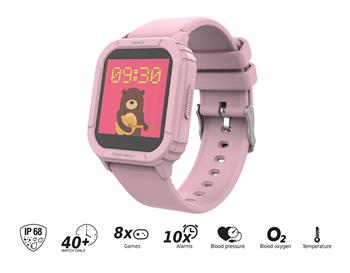 iGET KID F10 Pink - Dětské hodinky s hrami/1,4" displej/240x240px/128 kb RAM + 128 MB ROM/160 mAh/BT 5.0/IP68/růžová (84002834)