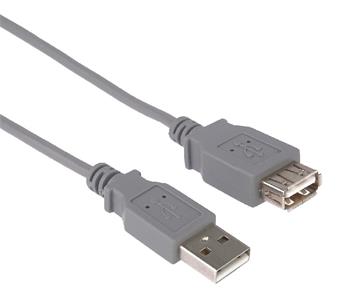 PremiumCord USB 2.0 kabel prodlužovací, A-A, 0,5m, šedá (kupaa05)