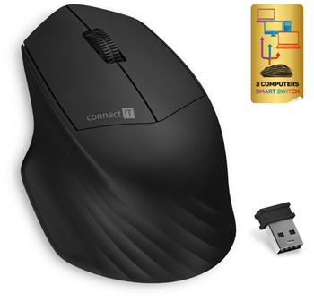 CONNECT IT Triple SmartSwitch bezdrátová myš, 2.4 GHz & Bluetooth 5.0, ČERNÁ (CMO-4040-BK)