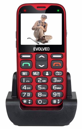EVOLVEO EasyPhone XG, mobilní telefon pro seniory s nabíjecím stojánkem (červená barva) (EP-650-XGR)