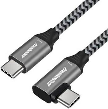 PremiumCord USB-C zahnutý kabel ( USB 3.2 GEN 2x2, 5A, 100W, 20Gbit/s ) 0,5m hliníkové krytky konektorů, bavlněný oplet (ku31cu05)