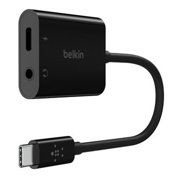 Belkin USB-C adaptér/rozdvojka 1x USB-C M/ 1x USB-C F napájení 60W + 1x 3,5mm jack, černá (NPA004btBK)