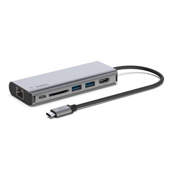 Belkin USB-C 6v1 hub - 4K HDMI, USB-C PD 3.0, 2x USB-A 3.0, RJ45, čtečka SD karet (AVC008btSGY)