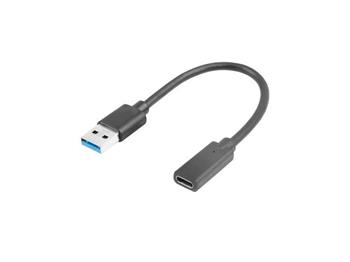 LANBERG kabel USB-C (F) 3.1 na USB-A (M) 15cm, černý (AD-UC-UA-03)