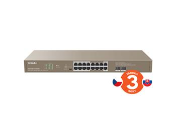 Tenda TEG1118P-16-250W - PoE AT Switch 230W (16xPoE 802.3af/at 10/100/1000Mbps, Uplink 2xSFP 1Gbps), Rack (75011914)
