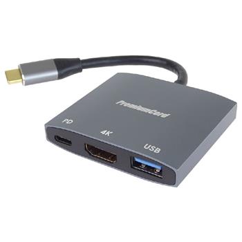 PremiumCord adaptér USB-C na HDMI, USB3.0, PD, rozlišení 4K a FULL HD 1080p (ku31hdmi15)