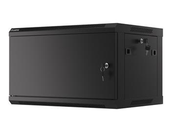 LANBERG Nástěnná jednodílná skříň 19" 6U/600x450, černá (RAL9004), plechové dveře (WF01-6406-00B)