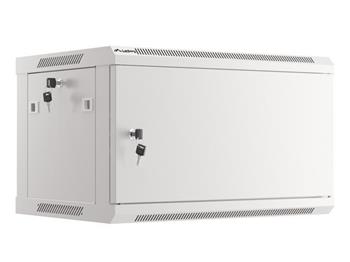 LANBERG Nástěnná jednodílná skříň 19" 6U/600x450, šedá (RAL7035), plechové dveře (WF01-6406-00S)