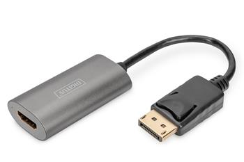 Digitus Převodník DP - HDMI, 20 cm 8K/60Hz, šedý, hliníkové pouzdro (DA-70823)