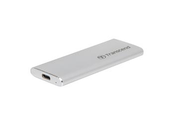 Transcend ESD260C 500GB USB 3.1 Gen2 (USB-C) Externí SSD disk (3D TLC), 520MB/R, 460MB/W, kompaktní rozměry, stříbrný (TS500GESD260C)