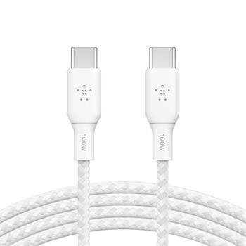 Belkin BOOST CHARGE™ USB-C na USB-C kabel 100W, 2m, bílý - odolný (CAB014bt2MWH)