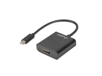 LANBERG USB-C(M) 3.1 na HDMI(F) adaptér kabel 15CM (Displayport ALT MODE) černý (AD-UC-HD-01)