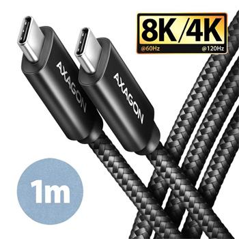 AXAGON BUCM432-CM10AB, NewGEN+ kabel USB-C <-> USB-C, 1m, USB4 Gen 3×2, PD 100W 5A, 8K HD, ALU, oplet, černý (BUCM432-CM10AB)