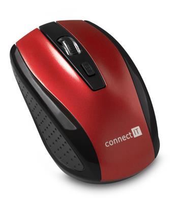 CONNECT IT Bezdrátová optická myš (+ 2x AAA baterie zdarma), červená (CI-1224)