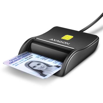 AXAGON CRE-SM3N, USB-A FlatReader čtečka kontaktních karet Smart card (eObčanka), kabel 1.3m (CRE-SM3N)