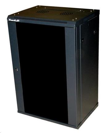 XtendLan 18U/600x450,na zeď, jednodílný, rozložený, skleněné dveře (WS-18U-64-BL-U)