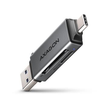 AXAGON CRE-DAC, USB-C + USB-A, 5 Gbps - MINI čtečka karet, 2-slot & lun SD/microSD, podpora UHS-I (CRE-DAC)