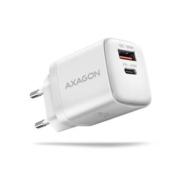 AXAGON ACU-PQ30W Sil nabíječka do sítě 30W, 2x port (USB-A + USB-C), PD3.0/PPS/QC4+/AFC/Apple, bílá (ACU-PQ30W)