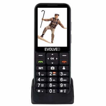 EVOLVEO EasyPhone LT, mobilní telefon pro seniory s nabíjecím stojánkem (černá barva) (EP-880-LTB)