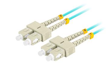 LANBERG optický patch cord MM SC/UPC-SC/UPC duplex 1m LSZH OM3 50/125 průměr 3mm, barva cyan (FO-SUSU-MD31-0010-TQ)