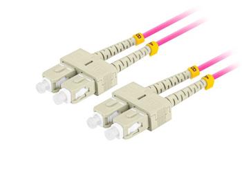 LANBERG optický patch cord MM SC/UPC-SC/UPC duplex 1m LSZH OM4 50/125 průměr 3mm, barva magenta (FO-SUSU-MD41-0010-VT)